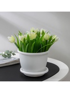 Горшок для цветов с поддоном Альтернатива «Афина», 500 мл, пластиковый, белый - Фото 4