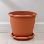Горшок для цветов с поддоном Альтернатива «Афина», 11 л, пластиковый, коричневый - Фото 2