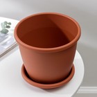 Горшок для цветов с поддоном «Афина», 2.2 л, пластиковый, коричневый - Фото 3