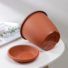 Горшок для цветов с поддоном «Афина», 2.2 л, пластиковый, коричневый - Фото 4