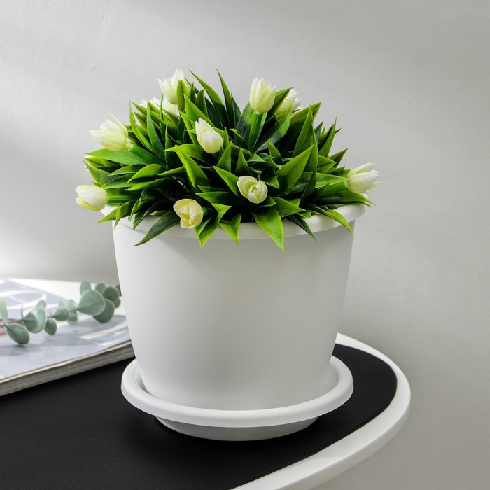 Горшок для цветов с поддоном «Альтернатива. Афина», 3 л, пластиковый, белый - Фото 1