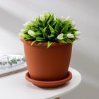 Горшок для цветов с поддоном «Афина», 3 л, пластиковый, коричневый - Фото 1