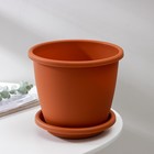 Горшок для цветов с поддоном «Афина», 3 л, пластиковый, коричневый - Фото 2