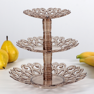 Этажёрка для фруктов Альтернатива «Мелодия», 3-х ярусная, d=16 см, 21 см, 27 см, коричневая