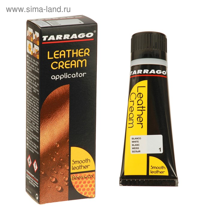 Крем для обуви Tarrago Leather Cream 001, цвет белый, туба с губкой, 75 мл - Фото 1