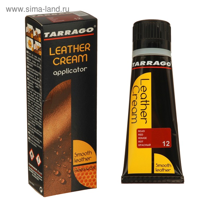 Крем для обуви Tarrago Leather Cream 012, ТС087/75-012, Красный, туба с губкой, 75 мл - Фото 1