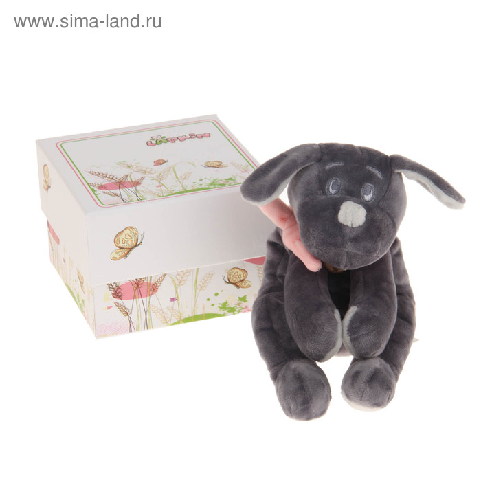 Мягкая игрушка "Собака", цвет серый/розовый, 15 см - Фото 1