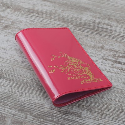 Обложка для паспорта "Лев", шик, цвет розовый