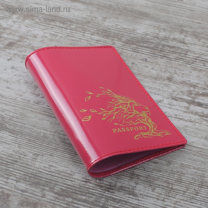 Обложка для паспорта "Лев", шик, цвет розовый - Фото 1