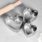 Набор форм для выпечки и выкладки "Сердце", 11х10х5 см, 3 шт - фото 8359089