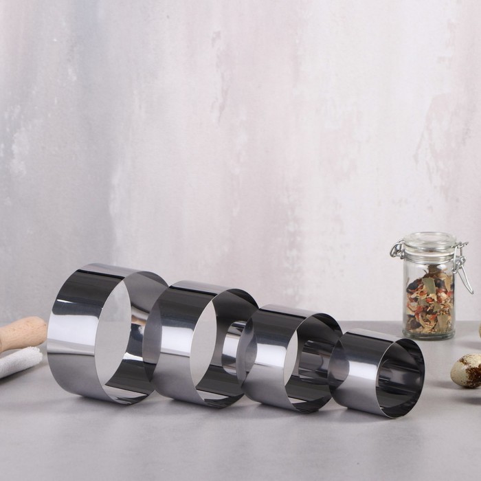 Набор форм для выпечки и выкладки «Круг», d=10 см, h=5 см, нержавеющая сталь, 4 шт. - Фото 1