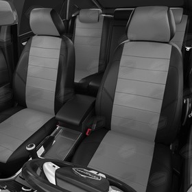 

Авточехлы для Mitsubishi IO PiNIn с 1998-2008 г., джип, с перфорацией, экокожа, цвет тёмно-серый, чёрный