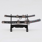 Макет оружия «Сувенирные катаны на подставке 2в1. Кристалл», подарочный набор, ножны чёрный с белыми ромбами, 16 см; 20 см, МИКС - Фото 2