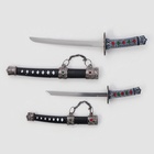 Макет оружия «Сувенирные катаны на подставке 2в1. Кристалл», подарочный набор, ножны чёрный с белыми ромбами, 16 см; 20 см, МИКС - Фото 3