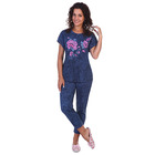 Комплект женский (футболка, бриджи) Салли цвет джинс, р-р 44 - Фото 1