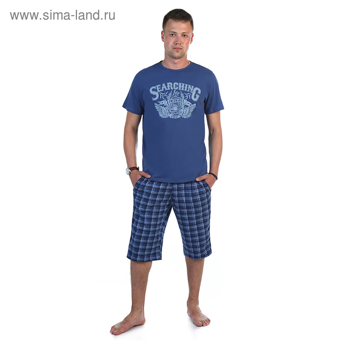 Комплект мужской (футболка, шорты) 886 цвет индиго, р-р 46 - Фото 1