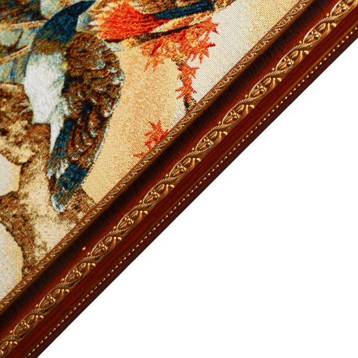 Гобеленовая картина "Павлины охра" 40*75 см  рамка микс - фото 1905442051