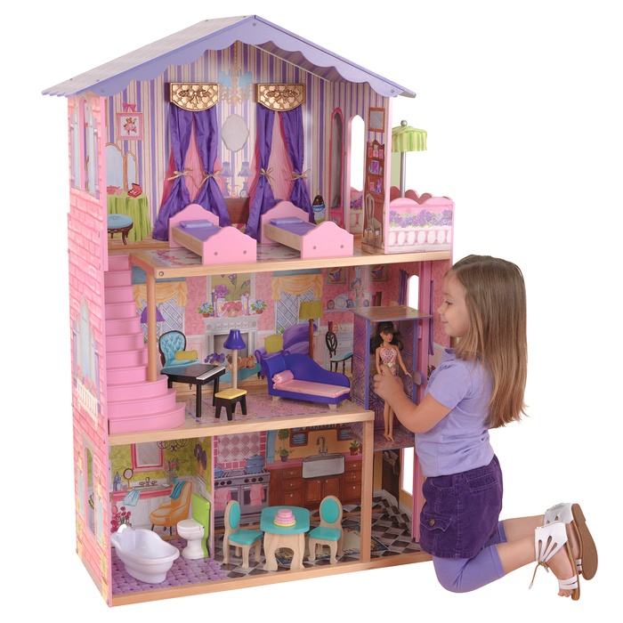 Домик кукольный деревянный KidKraft «Особняк мечты», трёхэтажный, с мебелью - фото 1890719142