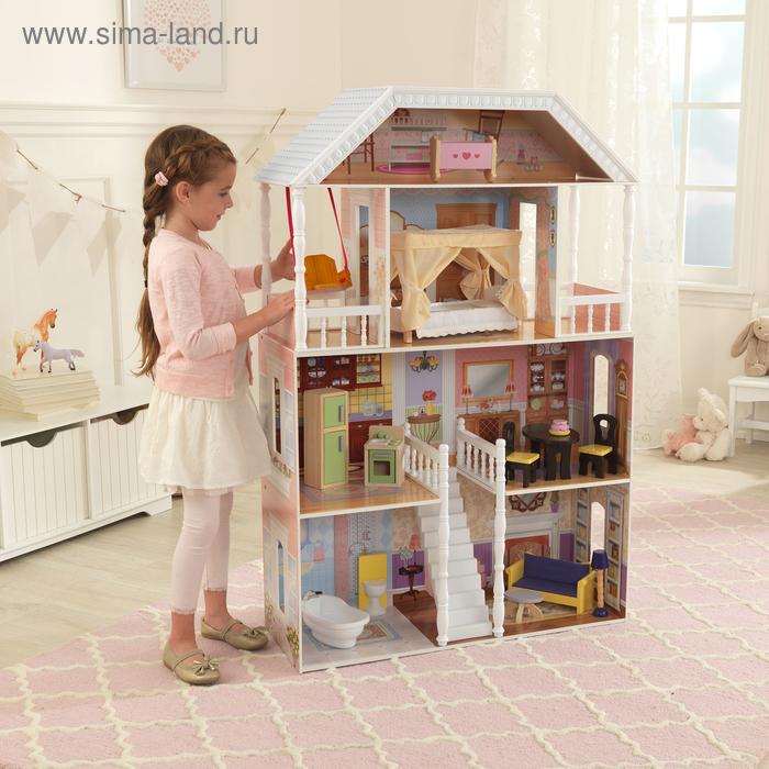 Домик кукольный деревянный KidKraft «Вилла Саванна», четырёхэтажный, с мебелью - Фото 1