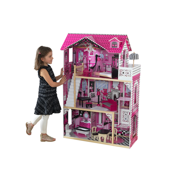 Домик кукольный деревянный KidKraft «Вилла Амелия», трёхэтажный, с мебелью - фото 1892198242