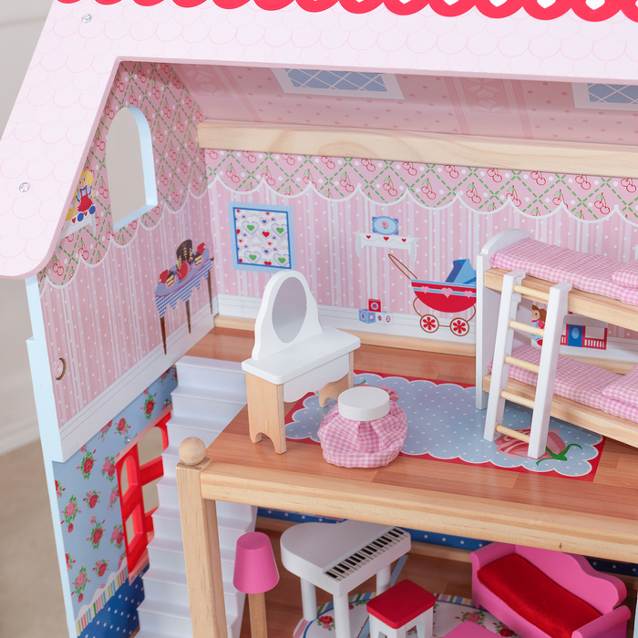 Домик кукольный деревянный KidKraft «Открытый коттедж», трёхэтажный, с мебелью - фото 1890719197