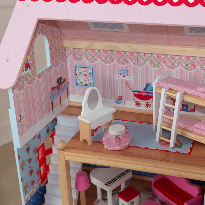 Домик кукольный деревянный KidKraft «Открытый коттедж», трёхэтажный, с мебелью - фото 1890719194