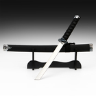 Макет оружия «Сувенирная катана на подставке», чёрные ножны под змеиную кожу, 70 см, клинок 31 см - Фото 1