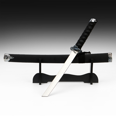 Макет оружия «Сувенирная катана на подставке», чёрные ножны под змеиную кожу, 70 см, клинок 31 см