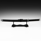 Макет оружия «Сувенирная катана на подставке», чёрные ножны под змеиную кожу, 70 см, клинок 31 см - Фото 2