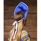 Кокошник русский народный «Морозный узор», атлас, синий - Фото 2