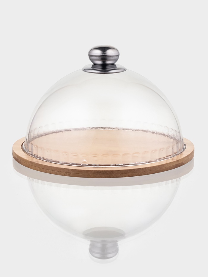 Блюдо с крышкой Доляна «Эстет», d=23.5 см, бамбук, пластик - Фото 1