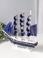 Сувенирная модель корабля «Калева», борта синие с белой полосой, паруса синие, 30×7×32 см - Фото 2