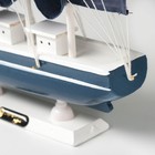 Корабль сувенирный средний «Калева», борта синие с белой полосой, паруса синие, 30х7х32 см - Фото 11