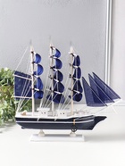 Сувенирная модель корабля «Калева», борта синие с белой полосой, паруса синие, 30×7×32 см - Фото 4