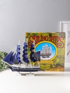 Сувенирная модель корабля «Калева», борта синие с белой полосой, паруса синие, 30×7×32 см - Фото 6