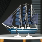 Корабль сувенирный средний «Калева», борта синие с белой полосой, паруса синие, 30х7х32 см - Фото 8