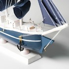 Корабль сувенирный средний «Калева», борта синие с белой полосой, паруса синие, 30х7х32 см - Фото 10