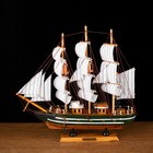 Корабль сувенирный средний «Марк», борта чёрные с белой полосой, паруса белые, 33х7х32 см - Фото 1