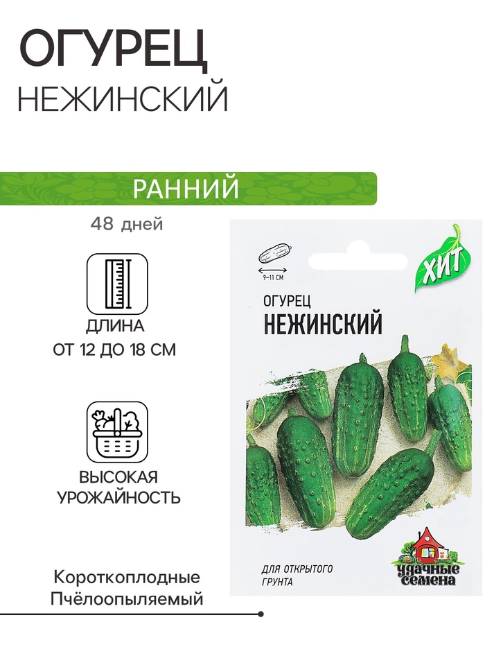 Семена Огурец «Нежинский», раннеспелый, пчелоопыляемый, 0.3 г, «ХИТ», «Гавриш» - Фото 1