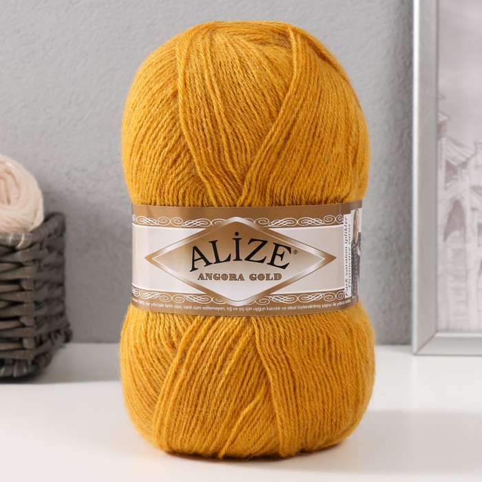 Пряжа "Angora Gold" 20%шерсть, 80%акрил 550м/100гр (02 шафран) - Фото 1