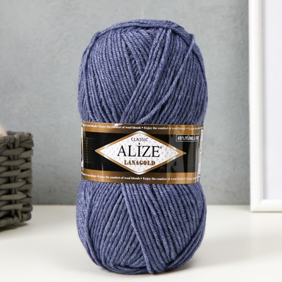 Пряжа "Lanagold" 51% акрил, 49% шерсть 240м/100гр (203 джинс. мел)