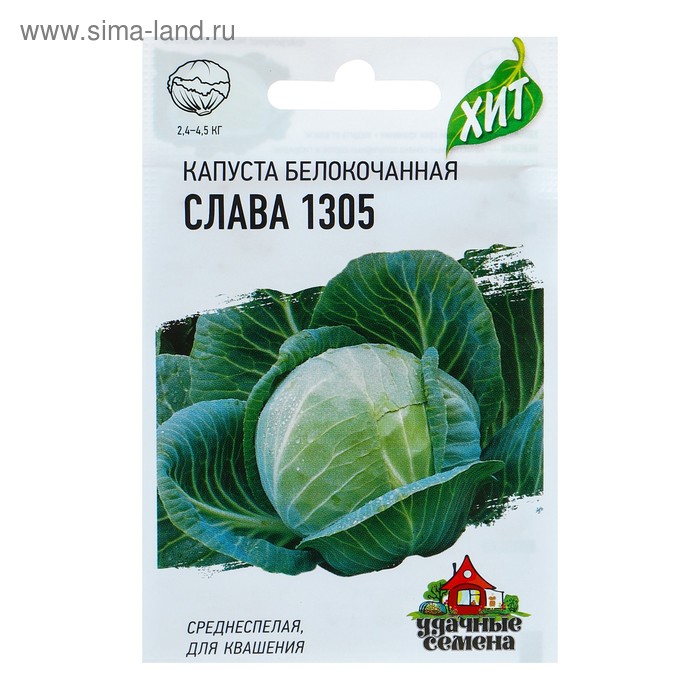 Семена Капуста белокочанная "Слава 1305", для квашения, 0,1 г  серия ХИТ х3 - Фото 1