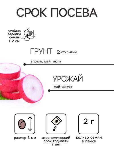 Семена Редис 18 дней, ц/п, 2,0 г ХИТ х3  серия ХИТ х3