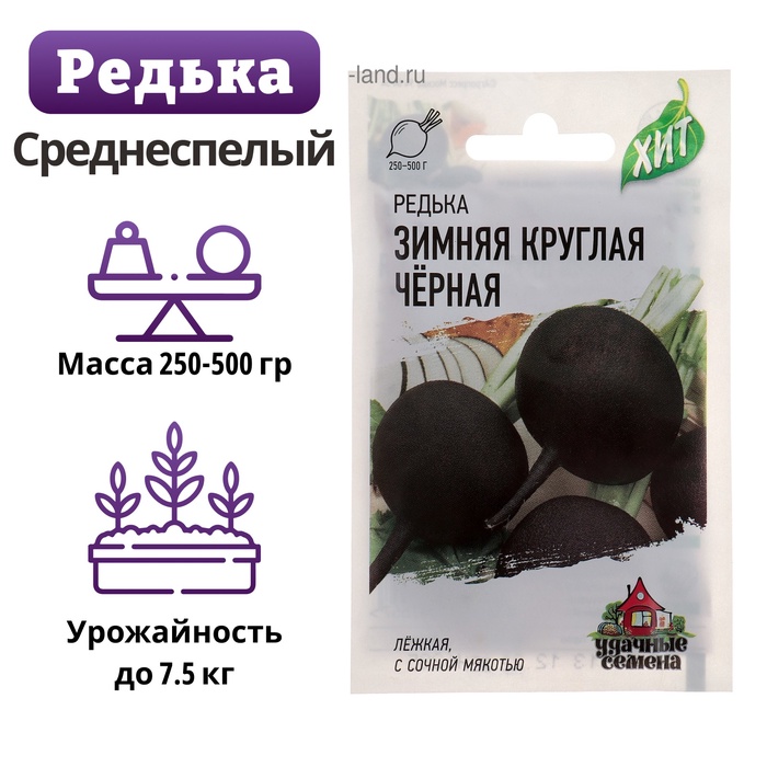 Семена Редька Зимняя круглая, чёрная, ц/п, 1 г серия ХИТ х3 - Фото 1