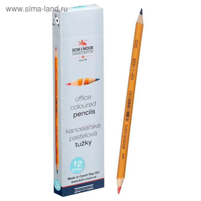 Карандаш двухцветный Koh-I-Noor 3433, сине-красный - Фото 1