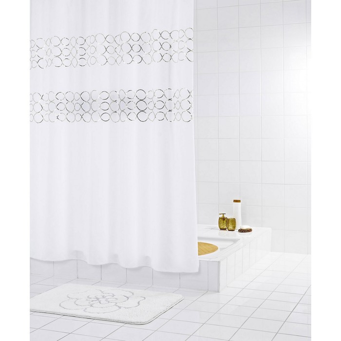 Штора для ванной комнаты Paillette, цвет серый /серебряный 180х200 см