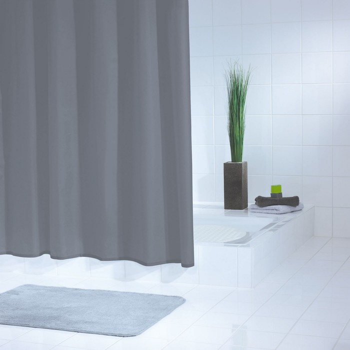 Штора для ванной комнаты Standard, цвет серый /серебряный 180х200 см