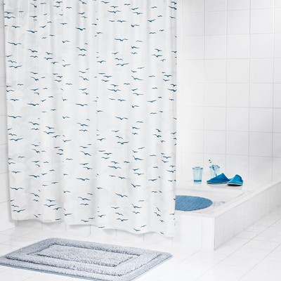 Штора для ванной комнаты Sylt, цвет синий/голубой 180х200 см