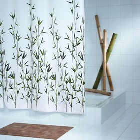 Штора для ванной комнаты Bambus, цвет зеленый 180х200 см