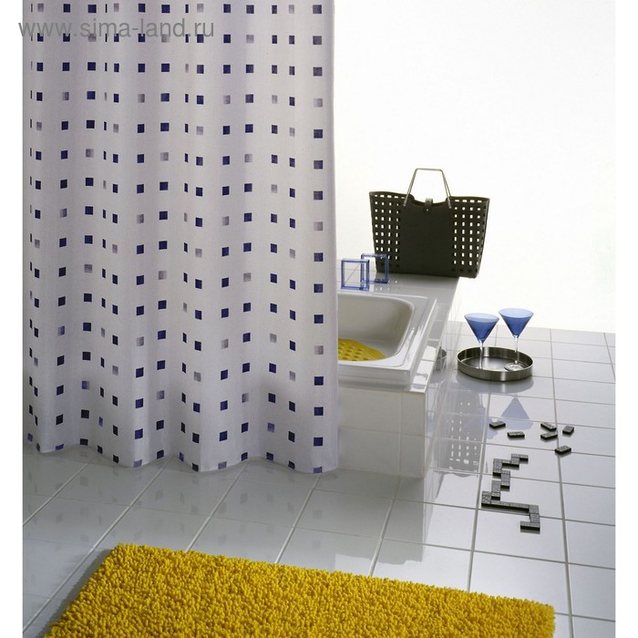 Штора для ванной комнаты Dоminо, цвет синий/голубой 180х200 см - Фото 1